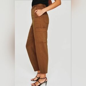 AG Jeans Renn Utility Extended High Rise Barrel Pants Jeans Size 24 New Brown